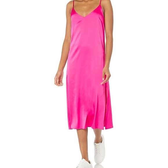 Pink Satin Slip Dress with Spaghetti Straps and V-Neckline, size small - Picture 1 of 6